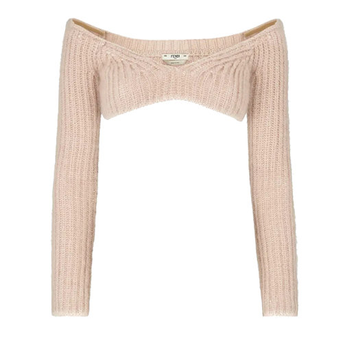 FENDI/芬迪 女士粉色馬海毛短款抹胸上衣FZX706AHE4F1ENM