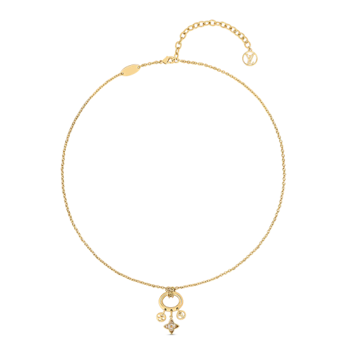 Louis Vuitton/路易威登 22春夏新款MY BLOOMING STRASS系列 金色金屬鑲嵌人造鉆石徽標(biāo)花項(xiàng)鏈M00592