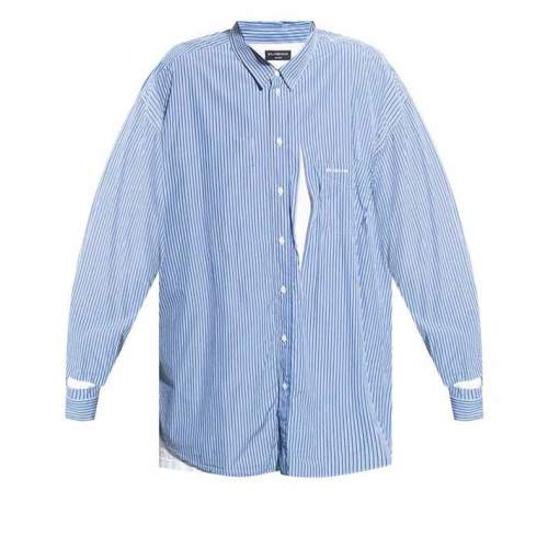 Balenciaga/巴黎世家 男士藍(lán)色棉質(zhì)短袖襯衫 661417 TKM23 4011