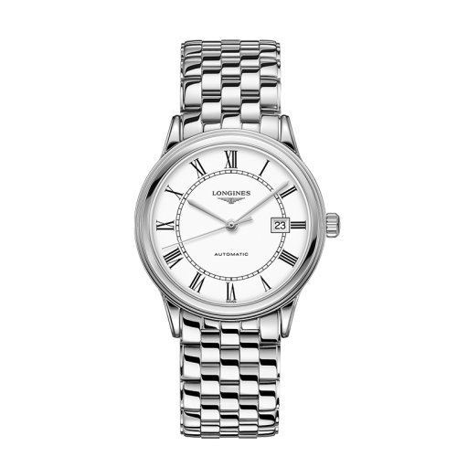LONGINES/浪琴  軍旗系列精鋼白色表盤(pán)自動(dòng)機(jī)械男士腕表40毫米L4.984.4.21.6