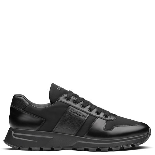 PRADA/普拉達(dá)  PRAX 1系列 男士黑色織物皮革運(yùn)動(dòng)鞋4E3581_3LFR_F0002_F_G000