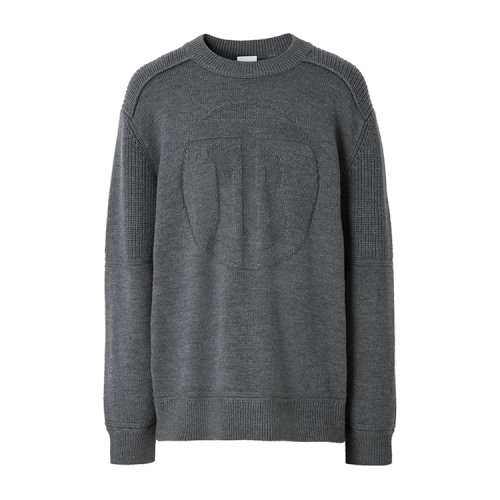 BURBERRY/博柏利專屬標(biāo)識(shí)圖案壓花羊毛針織衫男士針織衫/毛衣80481341