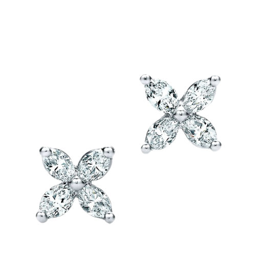 Tiffany & Co./蒂芙尼 Victoria系列 950鉑金鑲嵌鉆石迷你耳釘63106402