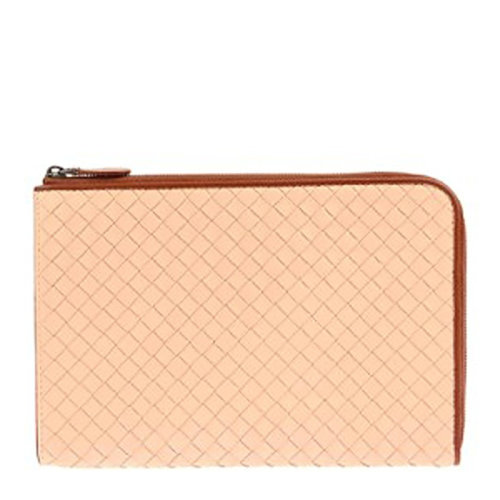 Bottega Veneta 寶緹嘉 女士裸粉色牛皮編織拉鏈手拿包