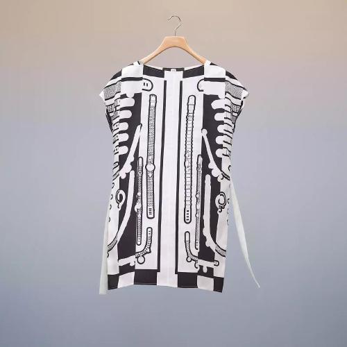  HERMES愛馬仕 22年秋冬 女士 連體衣 Tunique imprime ??Le Tresor de Medor Rayure?? H2H