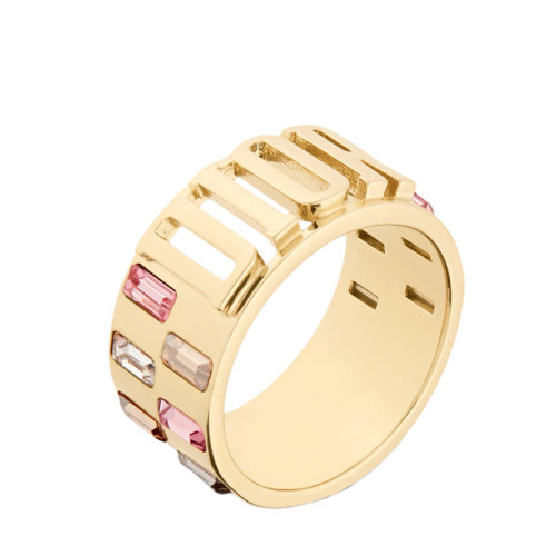 DIOR/迪奧 22新款DIO(R)EVOLUTION系列 女士金色飾面金屬多色仿水晶裝飾戒指R1236DVOCY_D665