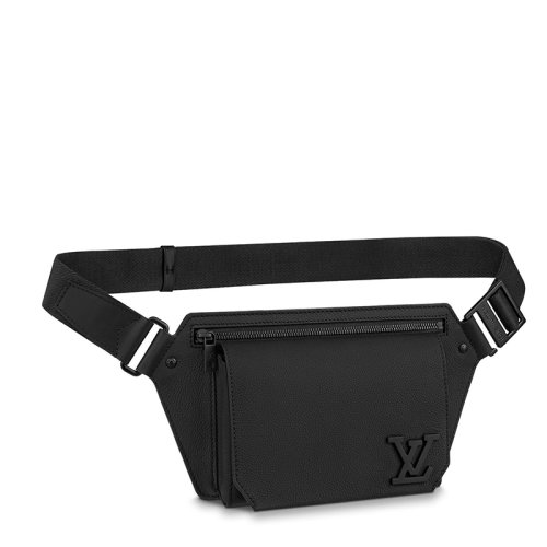 Louis Vuitton/路易威登 22春夏新款 男士黑色粒面小牛皮黑扣拉鏈開合多功能單肩斜跨包M57081