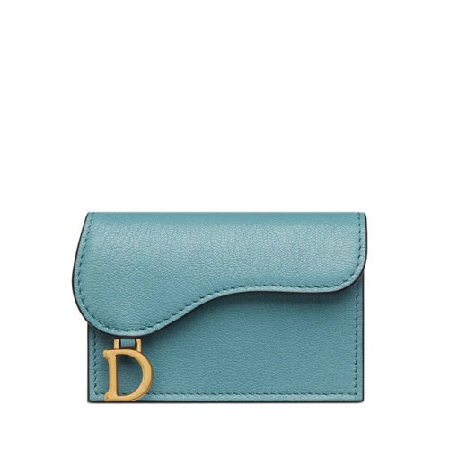 DIOR/迪奧 22春夏新款SADDLE系列 女士天藍(lán)色羊皮革“D”形吊飾馬鞍翻蓋卡包S5611CCEH_M08Z