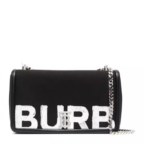 BURBERRY/博柏利 女士黑色牛皮Lola系列標識涂鴉徽標單肩包鏈條包斜挎包女包8037579