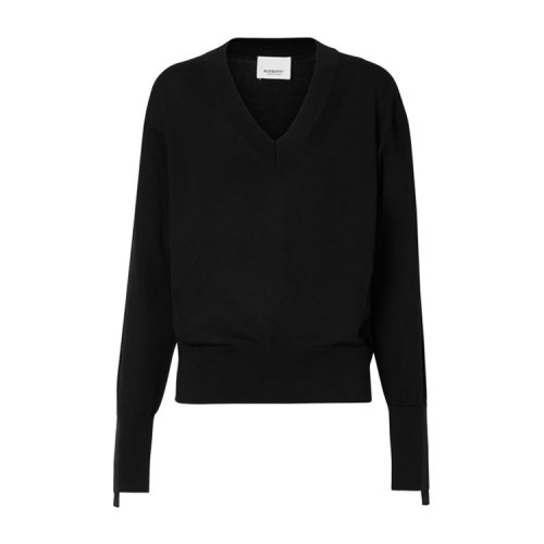 BURBERRY/博柏利 徽標(biāo)裝飾美利奴羊毛絲質(zhì)女士針織衫/毛衣 8021171 1