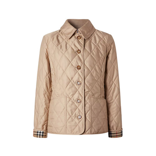 BURBERRY/博柏利 【22秋冬新款】 女款聚酯纖維修身版菱形絎縫棉服夾克上衣外套 80498681