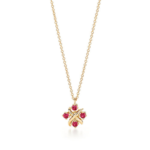 Tiffany & Co./蒂芙尼  Schlumberger?系列 18K金鑲嵌紅寶石吊墜項鏈 62266465