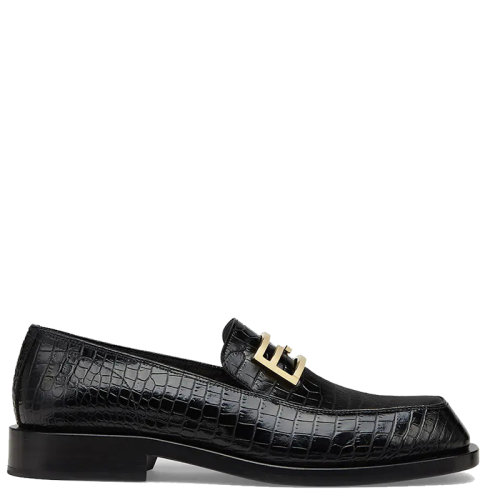 FENDI/芬迪 男士黑色鱷魚紋印花皮革樂福鞋7D1439TC3F0QA1