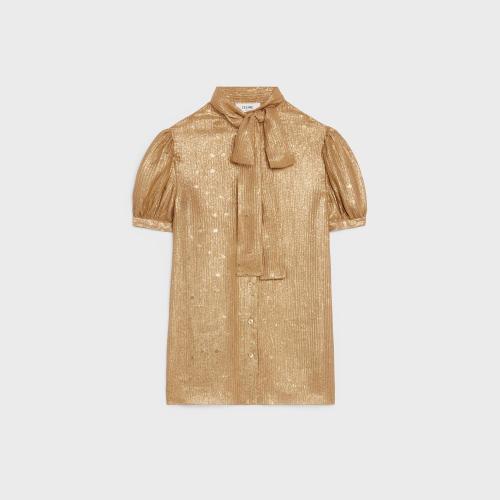  CELINE賽琳思琳 22年秋冬 女士 短袖襯衫 BLOUSE LA_VALLIERE MOUSSELINE 2B623322M.35OR