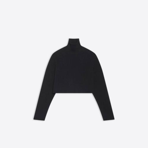  BALENCIAGA巴黎世家 22年春夏 女士 針織衫 Womens Cropped Sweater  in Black 682002T3227010