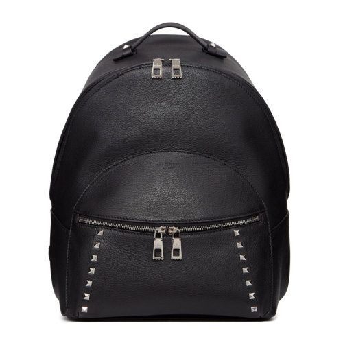 Valentino/華倫天奴 黑色鉚釘時尚休閑男士羊皮雙肩包背包旅行包