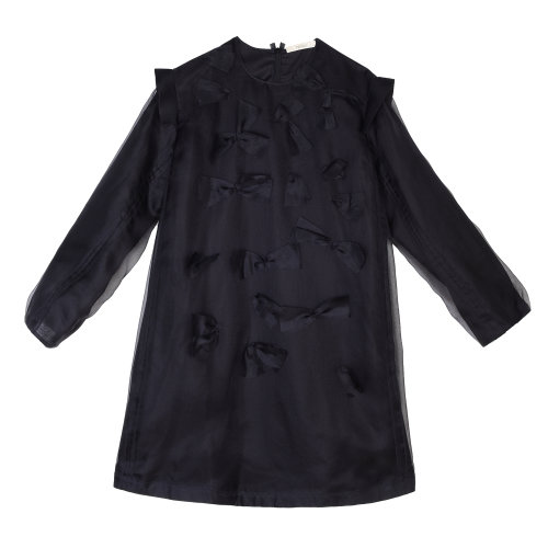 19年秋冬款nisiss/怡夕圓領(lǐng)蝴蝶結(jié)飾連衣裙女士連衣裙N161SO44