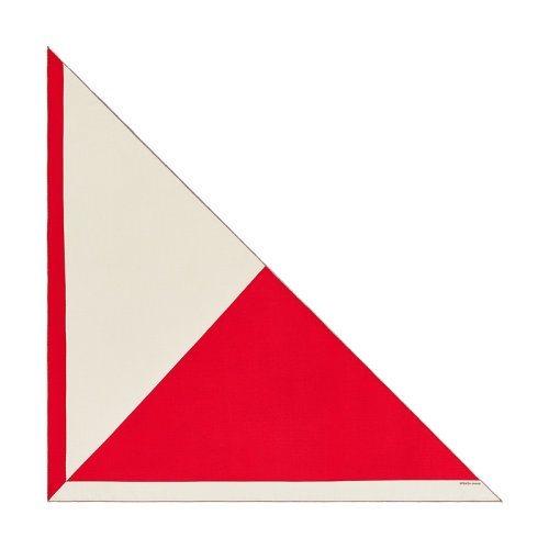 HERMES/愛馬仕 巨型三角形裱框 女士白色/紅色/灰色羊絨真絲手工圍巾H183540S20