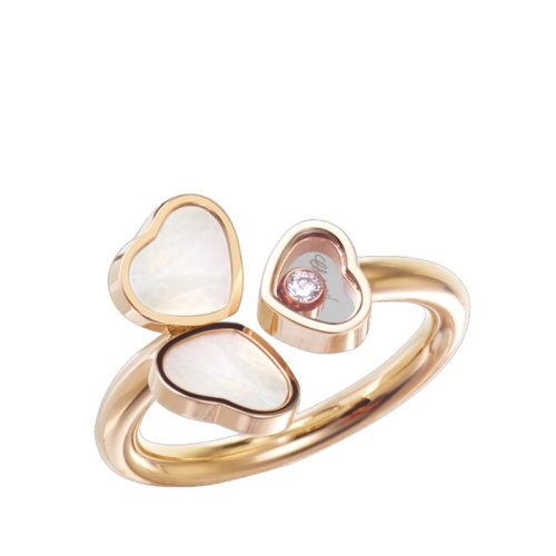 預(yù)定款一個(gè)月發(fā)貨 Chopard/蕭邦 HAPPY HEARTS WINGS 女士18K金快樂愛心戒指 82A083-5300