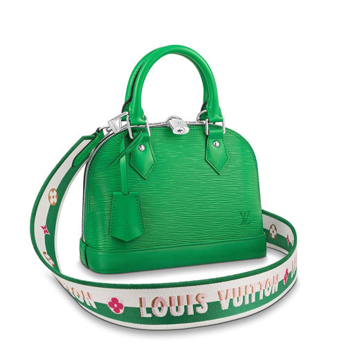 Louis Vuitton/路易威登 22春夏新款ALMA BB系列 女士蛇紋石綠粒面牛皮革銀鎖銀扣單肩斜跨手提包M59357