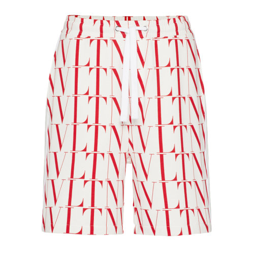 Valentino/華倫天奴 男士拼色棉質(zhì)經(jīng)典字母徽標(biāo)印花裝飾百慕大短褲男褲 WV3MD02Q-7J2-A33