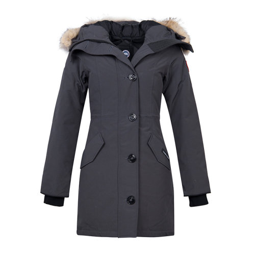 CANADA GOOSE/加拿大鵝 女士灰色羽絨長款毛領抗寒防水連帽外套羽絨服 2580L-GRAPHITE