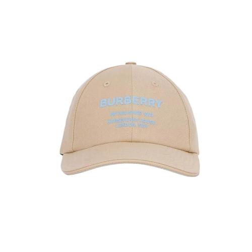 BURBERRY/博柏利 22年早春新款 男女同款柔黃褐色棉質(zhì)混紡Horseferry印花LOGO圖案棒球帽80487291