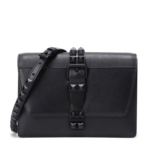 PRADA/普拉達(dá) 女士牛皮鉚釘裝飾手拿單肩斜挎包 1BD120-2BB0