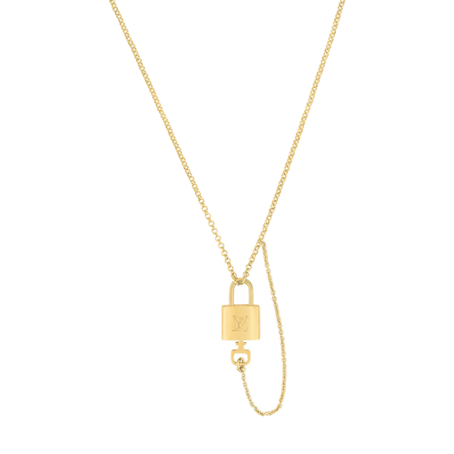 Louis Vuitton/路易威登 22春夏新款LOCKY系列 金色金屬掛鎖吊墜項鏈M00567