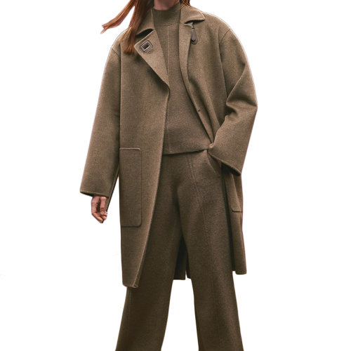 HERMES/愛馬仕 22年秋冬新款 女士綠色純羊絨浴袍風(fēng)雙面大衣H2H0128DA1R40