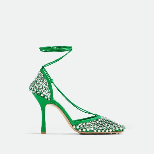  BV葆蝶家 22年秋冬 女士 中跟涼鞋 sparkle stretch 667206V0GU13750