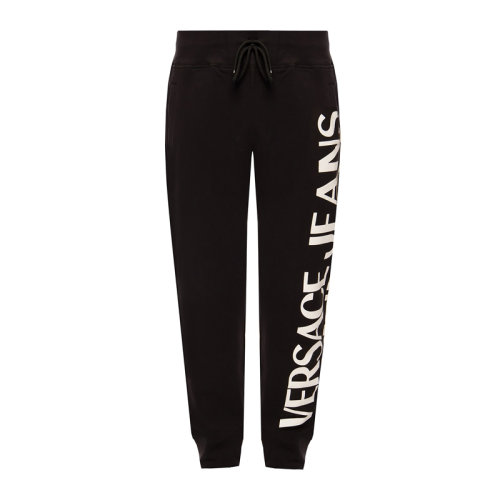VERSACE JEANS/范思哲牛仔 男士黑色棉質經典字母徽標印花裝飾休閑褲運動褲長褲男褲 A2GVA1F3-13956-899