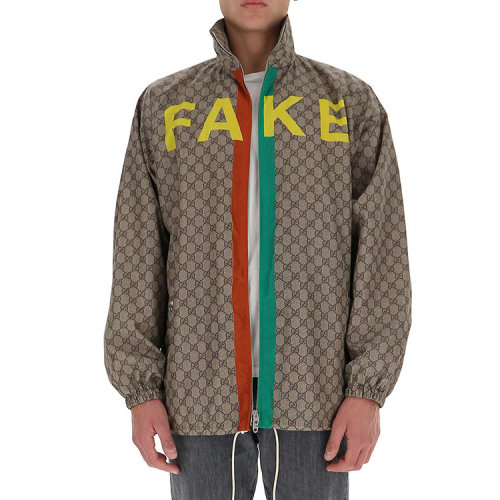 GUCCI/古馳 古琦 男裝 雙G字母印花尼龍拉鏈立領(lǐng)男士夾克 636390-ZAFKX-7294