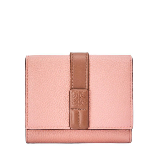 LOEWE/羅意威  女士花朵色棕褐色柔軟粒面小牛皮三折錢包0010635407