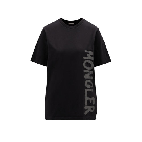 Moncler/蒙克萊 22年秋冬新款 女士黑色純棉垂直徽標(biāo)印花短袖T恤H20938C00010829HP999