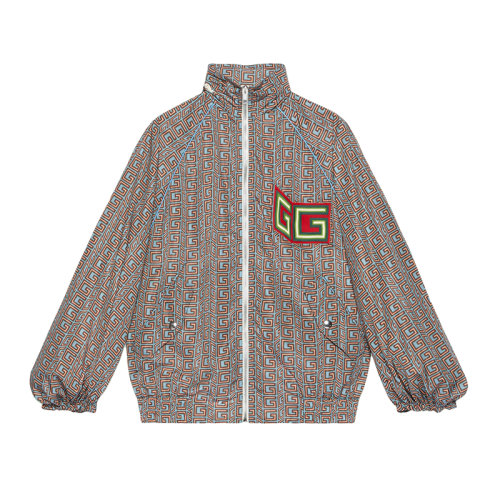 GUCCI/古馳 22年秋冬新款 Lovelight系列 女士灰色尼龍迷你方形老花印花夾克外套703383ZAKCO1142