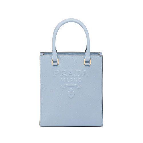 PRADA/普拉達(dá) 22新款 女士小號(hào)天藍(lán)色saffiano皮革琺瑯徽標(biāo)拆卸織物肩帶單肩手提斜挎包1BA333_NZV_F0076_V_N2A