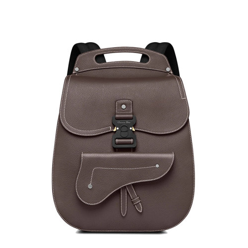 DIOR/迪奧 22春夏新款GALLOP系列 男士檀黑色粒面牛皮革緝面線裝飾翻蓋開合雙肩背包1ADBA011YKK_H09M