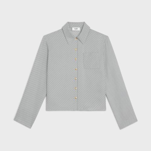  CELINE賽琳思琳 22年秋冬 女士 長袖襯衫 亮澤啞光桑蠶絲襯衫領(lǐng)襯衫 2B628130R.08GJ