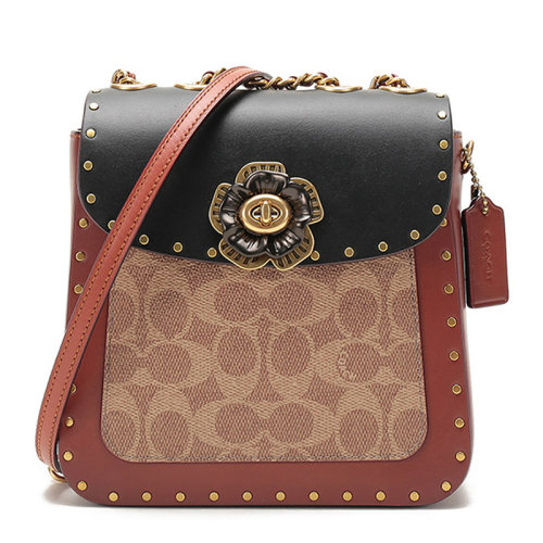 COACH/蔻馳【專柜款】女士涂層帆布/配皮經(jīng)典山茶花單肩包斜挎包雙肩包背包女包C2463B4NQ4