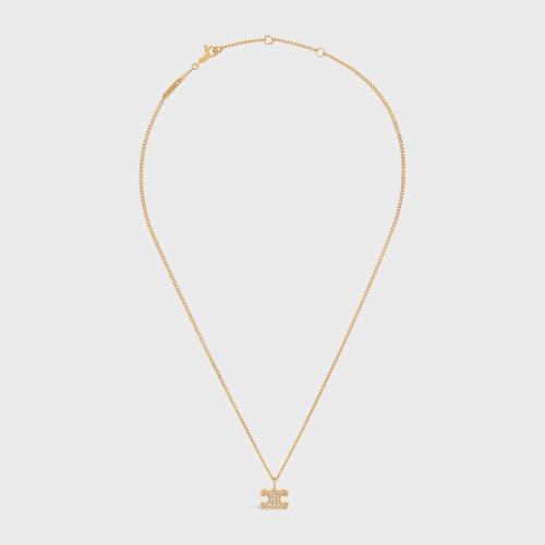  CELINE賽琳思琳 22年秋冬 女士 項(xiàng)鏈 [預(yù)售]      TRIOMPHE RHINESTONE金色飾面黃銅和水晶項(xiàng)