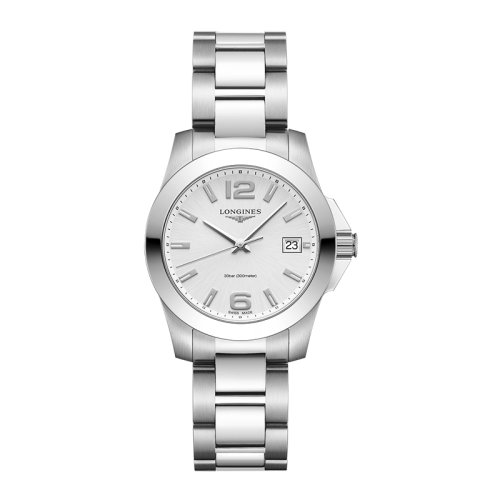 LONGINES/浪琴  康卡斯系列精鋼石英機(jī)芯女士銀色腕表34毫米L3.377.4.76.6