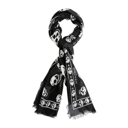  Alexander McQueen/亞歷山大麥昆  女士絲質(zhì) 骷髏頭圖案 毛邊絲巾 1106403943Q1078  HQY012345C