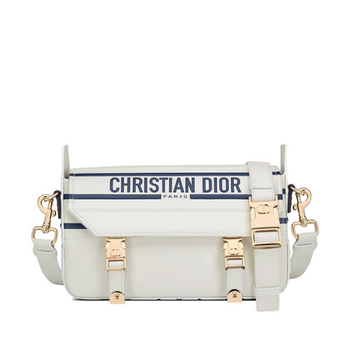 DIOR/迪奧 22春夏新款DIORCAMP系列 女士小號白色藍色光滑牛皮革翻蓋單肩斜挎信使包M1243ODDD_M933