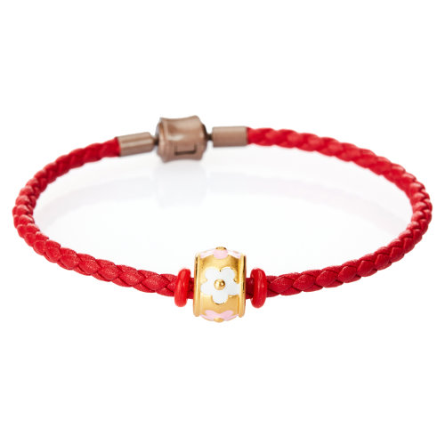 GJY/古金玥 花容月貌 3D硬金999足金 花型路路通黃金轉(zhuǎn)運珠手鏈