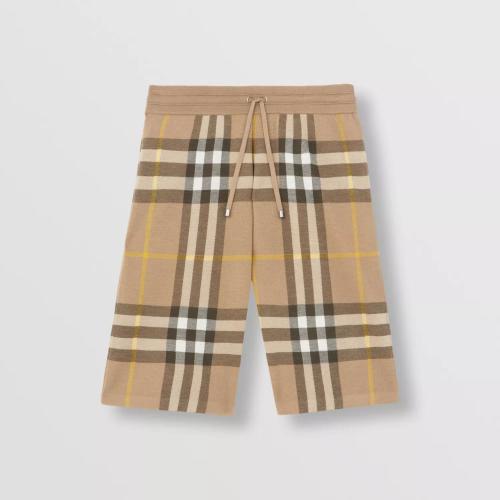  BURBERRY 22年秋冬 男士 格紋絲羊混紡提花短褲 80549181