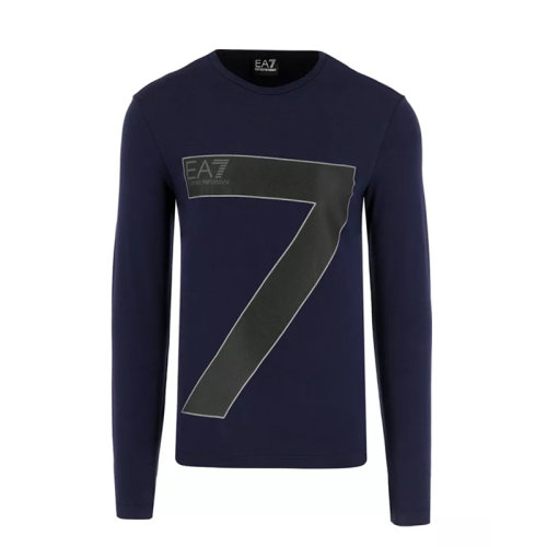 Emporio Armani/安普里奧阿瑪尼 棉質(zhì)印花男士深藍(lán)色長袖T恤 6ZPT32-PJ18Z-1554
