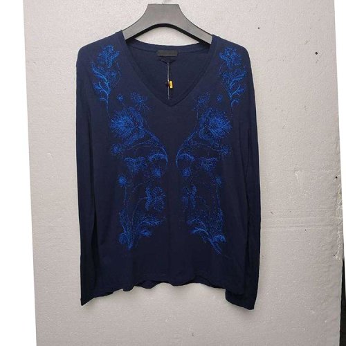 Alexander McQueen/亞歷山大麥昆 深藍(lán)色男士長(zhǎng)袖T恤