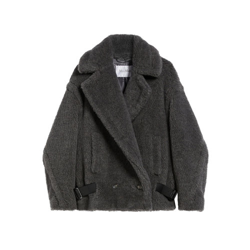 MaxMara/麥絲瑪拉 22年秋冬新款 ROSITA系列 女士中灰色羊駝毛混紡短款泰迪大衣外套1086012306001