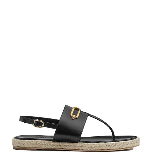 HERMES/愛馬仕 22年春夏新款 Eloise系列 女士黑色山羊皮搭扣草編鞋人字夾趾涼鞋H221152Z02360